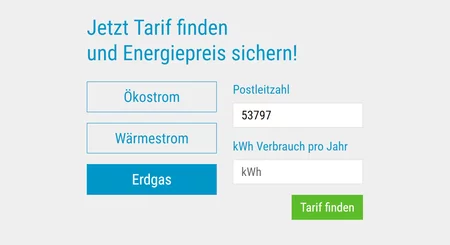 Eingabemaske des Tarifrechners