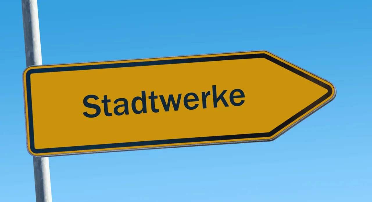 Grundversorgung Wegweiserschild "Stadtwerke"